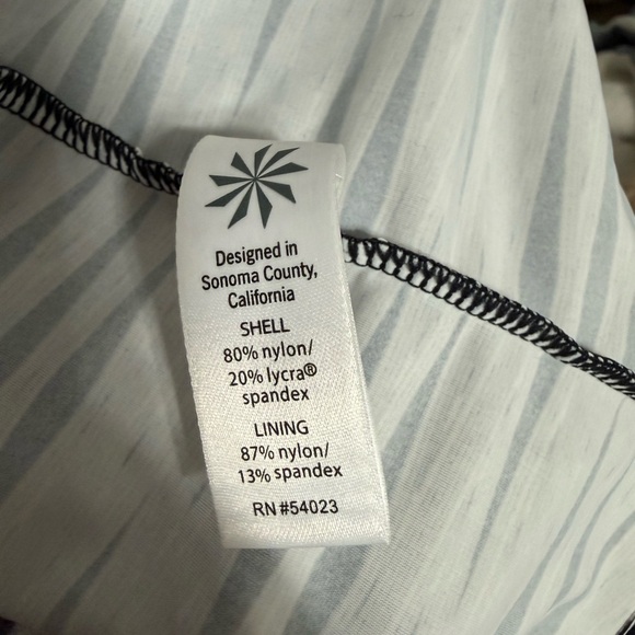 NWT Athleta Gray & Black Striped Halter Midi Kiki Swim Dress with Twist Back - Picture 4 of 5